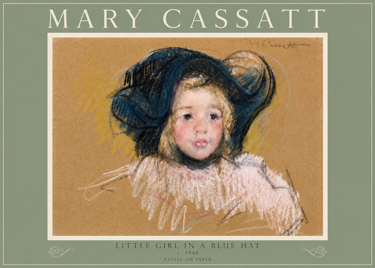 Mary Cassatt Little Girl in a Blue Hat No3 - Póster