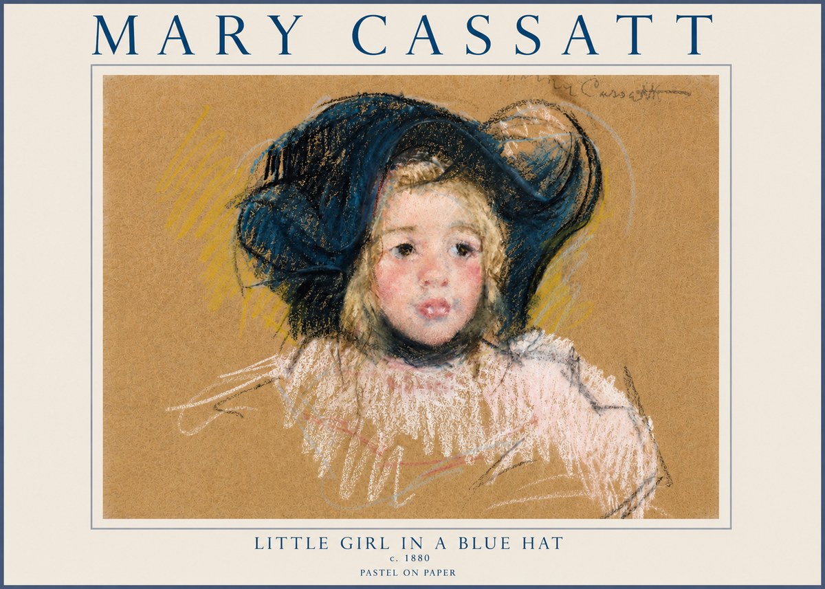 Mary Cassatt Little Girl in a Blue Hat No5 - Póster