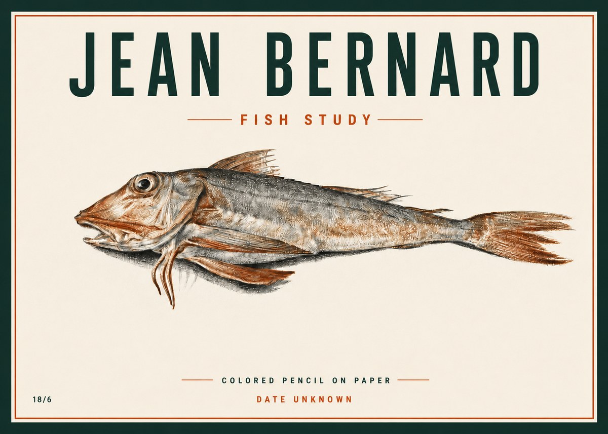 Jean Bernard Fish Study II No4 - Póster