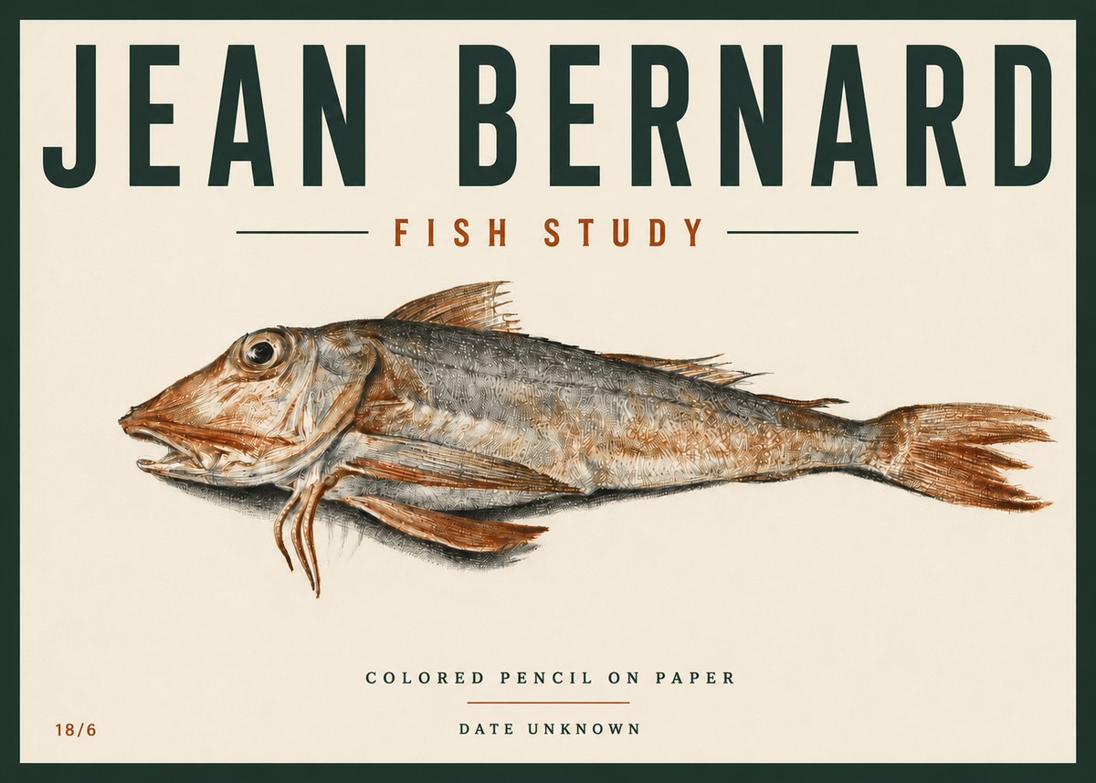 Jean Bernard Fish Study II No6 - Póster