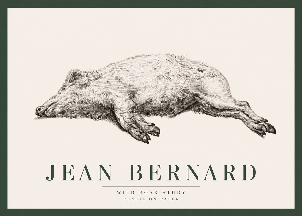 Jean Bernard Wild Boar Study No2 - Póster