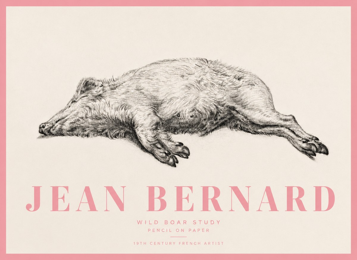 Jean Bernard Wild Boar Study No5 - Póster