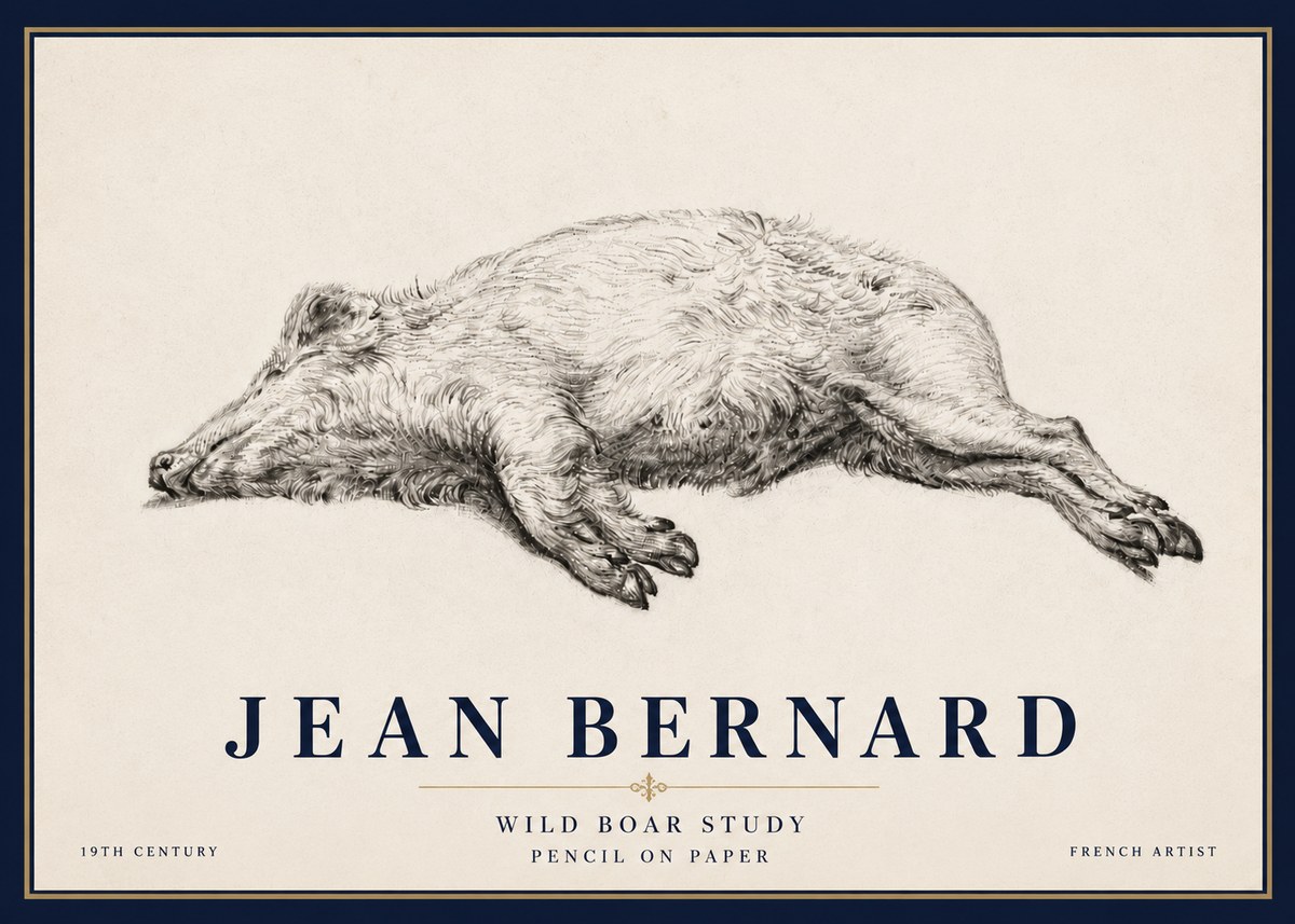 Jean Bernard Wild Boar Study No6 - Póster