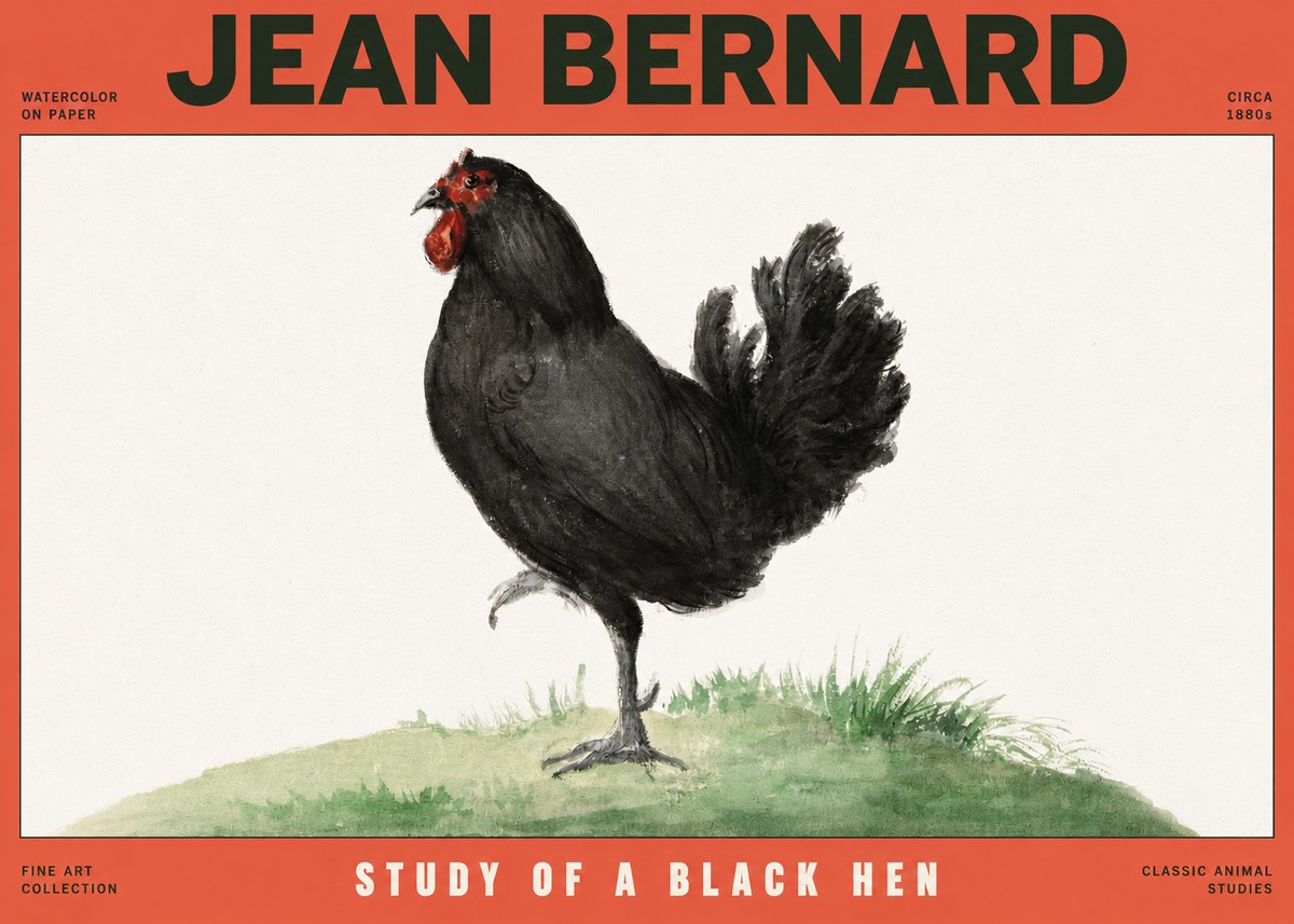 Jean Bernard Study of a Black Hen No2 - Póster