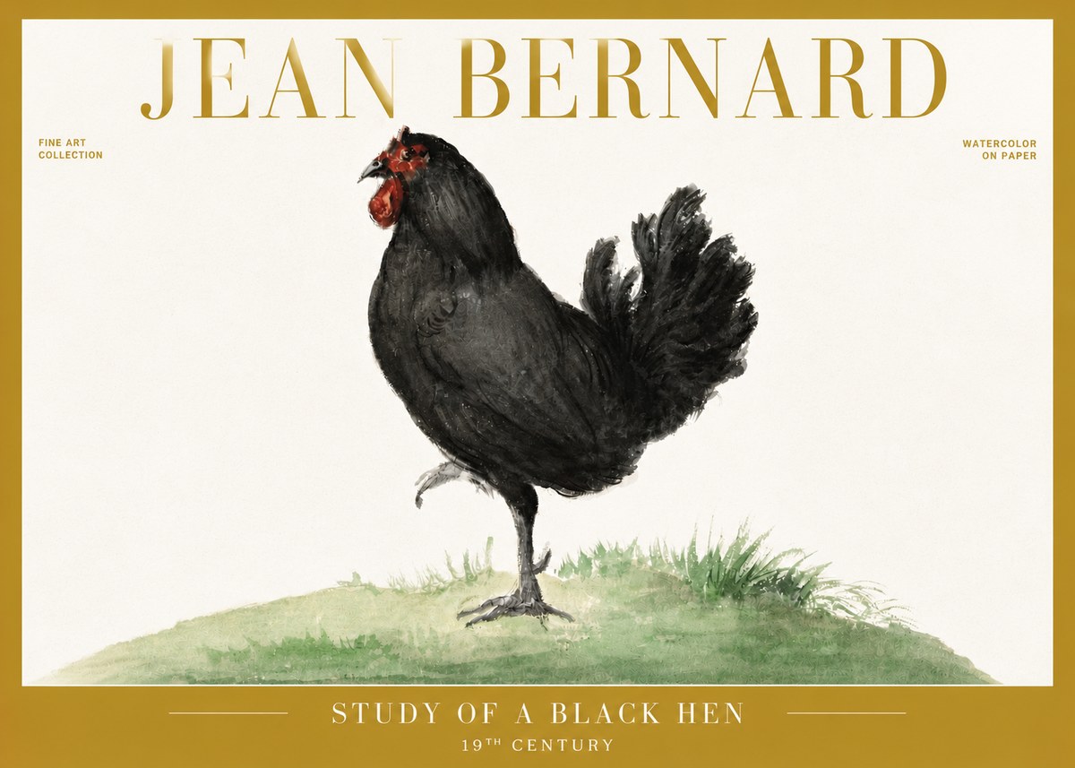 Jean Bernard Study of a Black Hen No6 - Póster