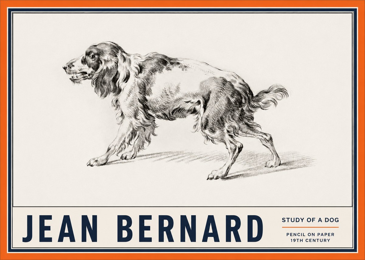 Jean Bernard Study of a Dog V No2 - Póster