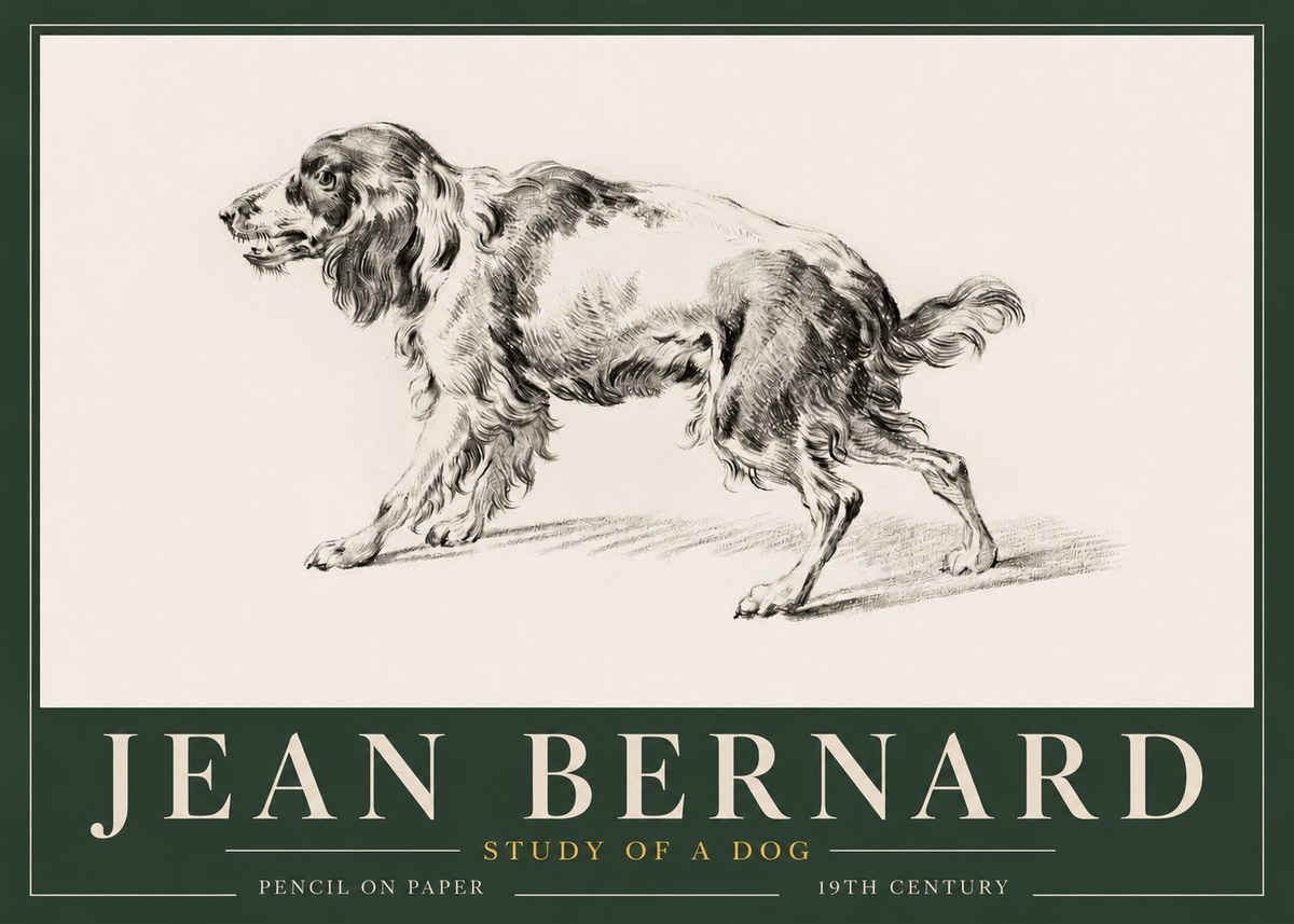 Jean Bernard Study of a Dog V No3 - Póster