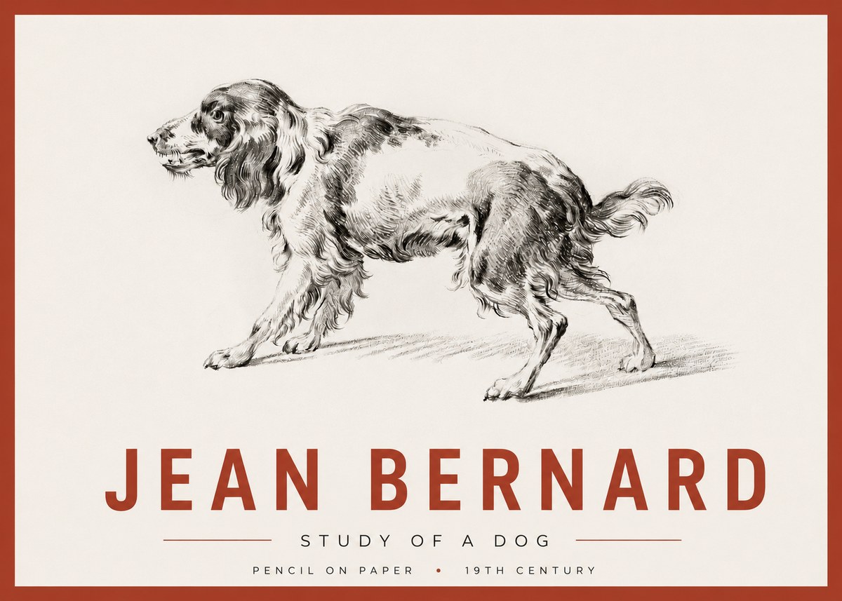 Jean Bernard Study of a Dog V No4 - Póster