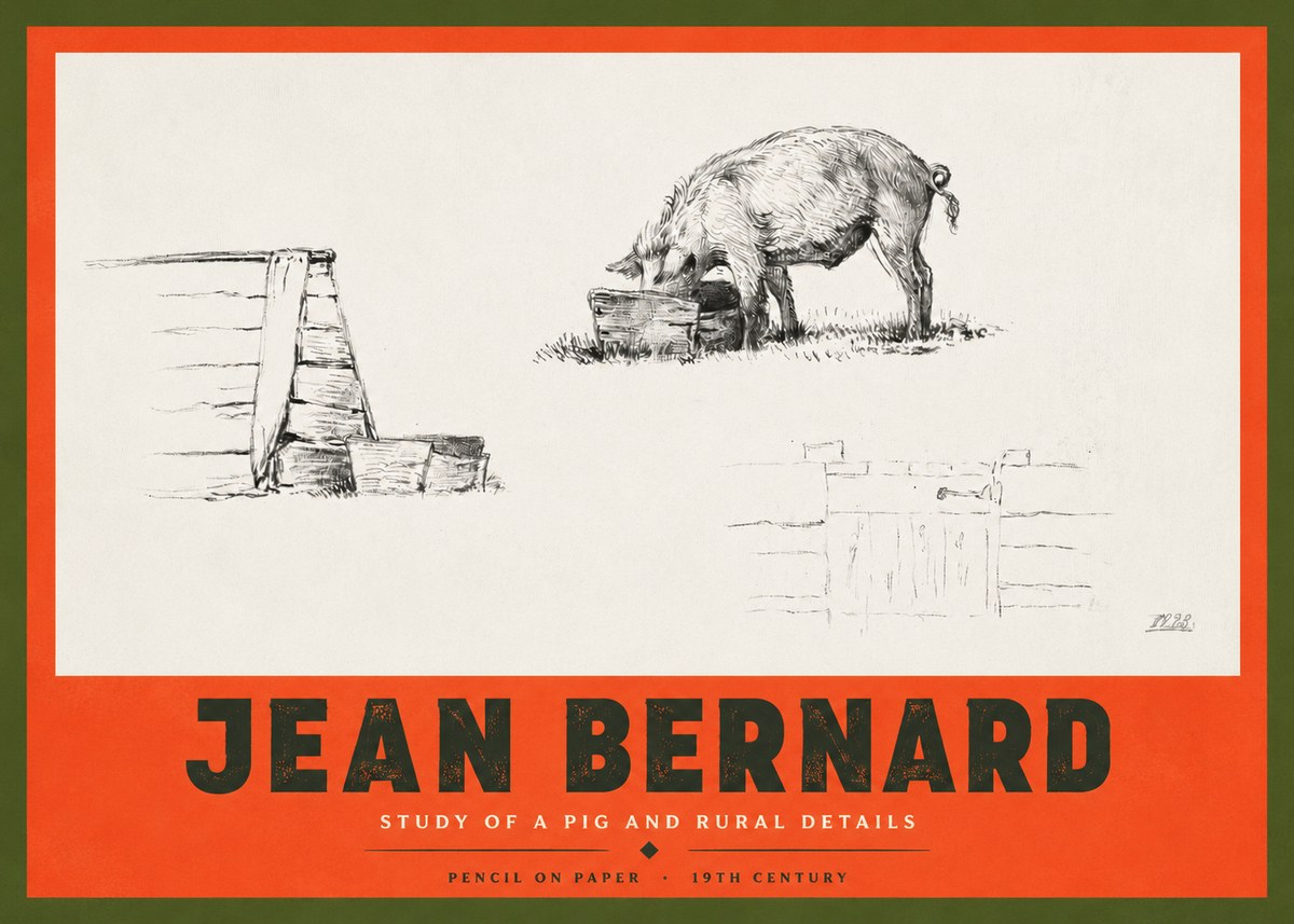 Jean Bernard Pig Study No4 - Póster