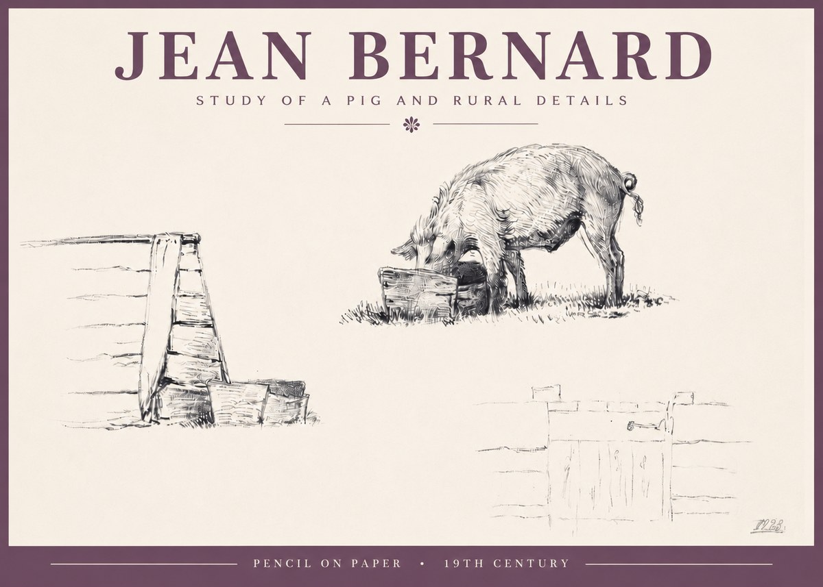Jean Bernard Pig Study No5 - Póster