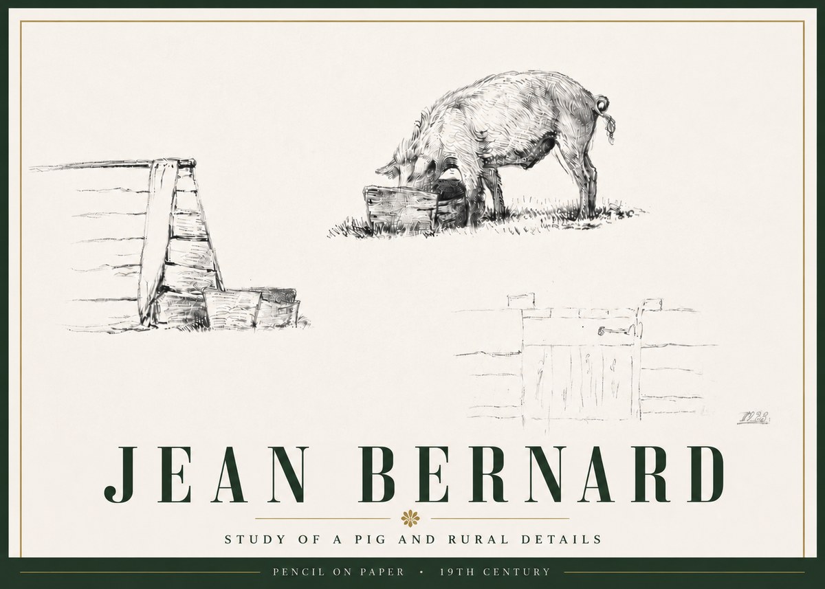 Jean Bernard Pig Study No6 - Póster