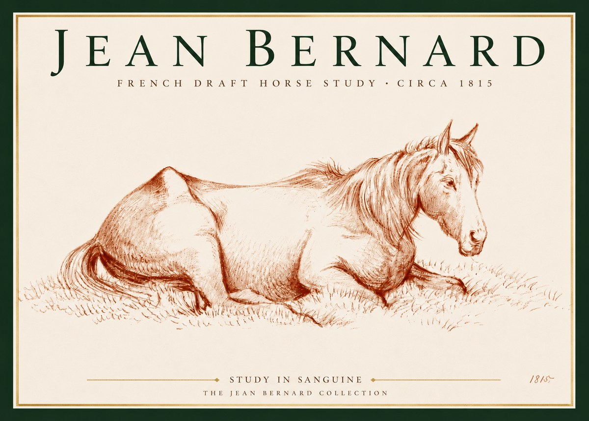 Jean Bernard Reclining Horse No5 - Póster