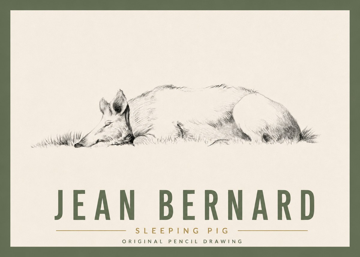 Jean Bernard Sleeping Pig II No5 - Póster