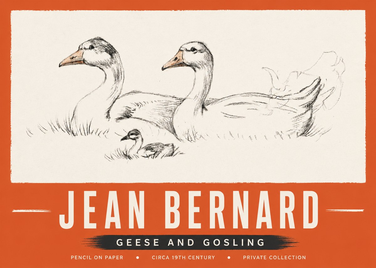 Jean Bernard Study of Geese No5 - Póster