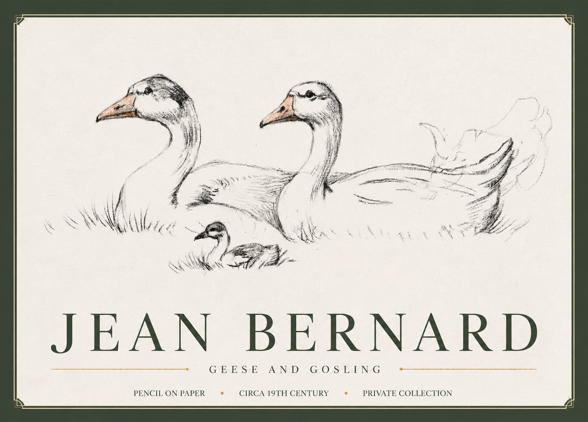 Jean Bernard Study of Geese No6 - Póster
