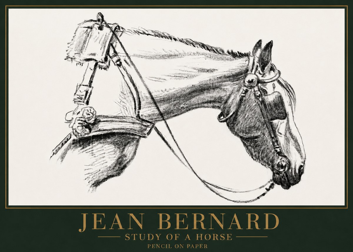 Jean Bernard Study of a Horse XVIII No4 - Póster