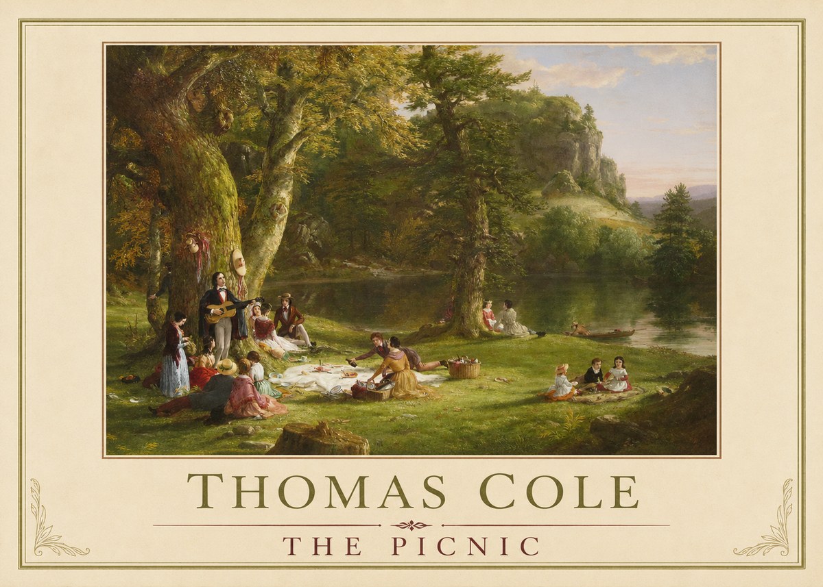 Thomas Cole The Picnic No4 - Póster
