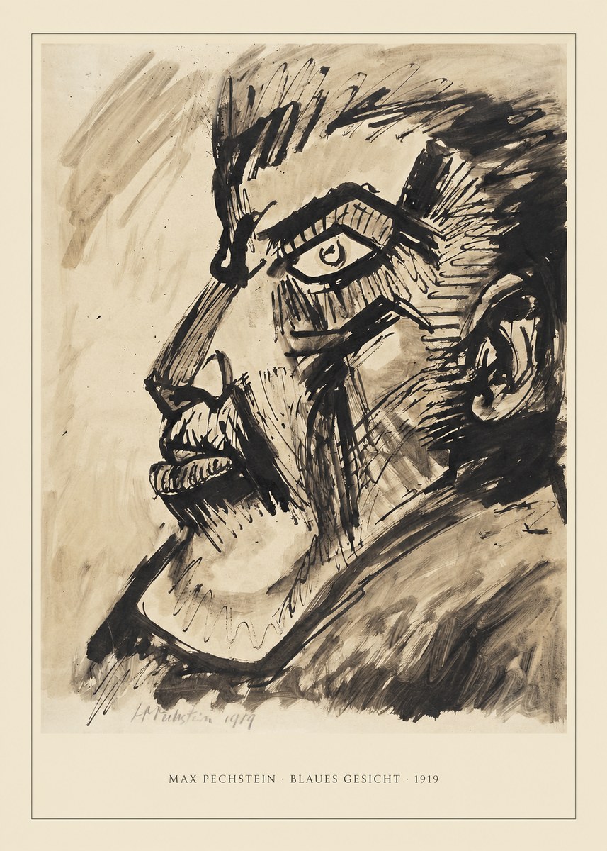 Max Pechstein Blaues Gesicht No3 - Póster