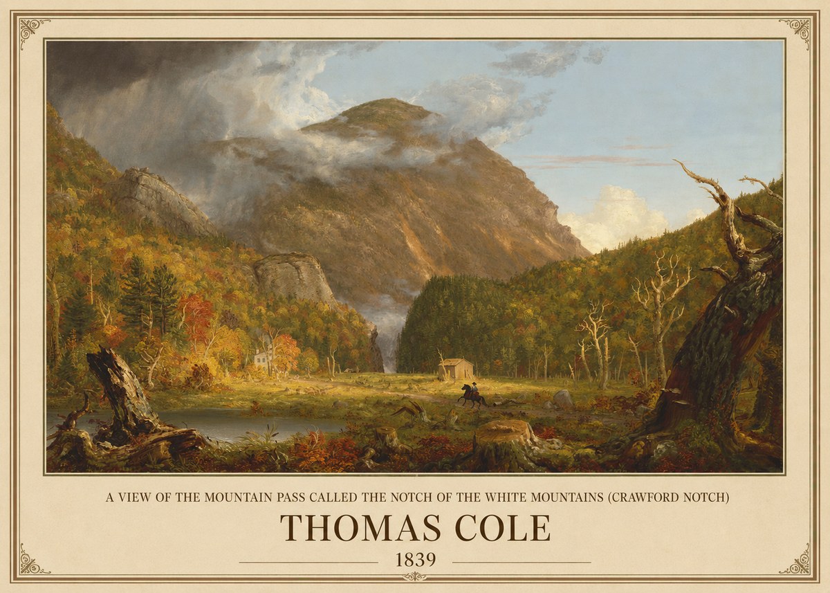 Thomas Cole A View of the Mountain Pass Called the Notch of the White Mountains (Crawford Notch) II No1 - Póster