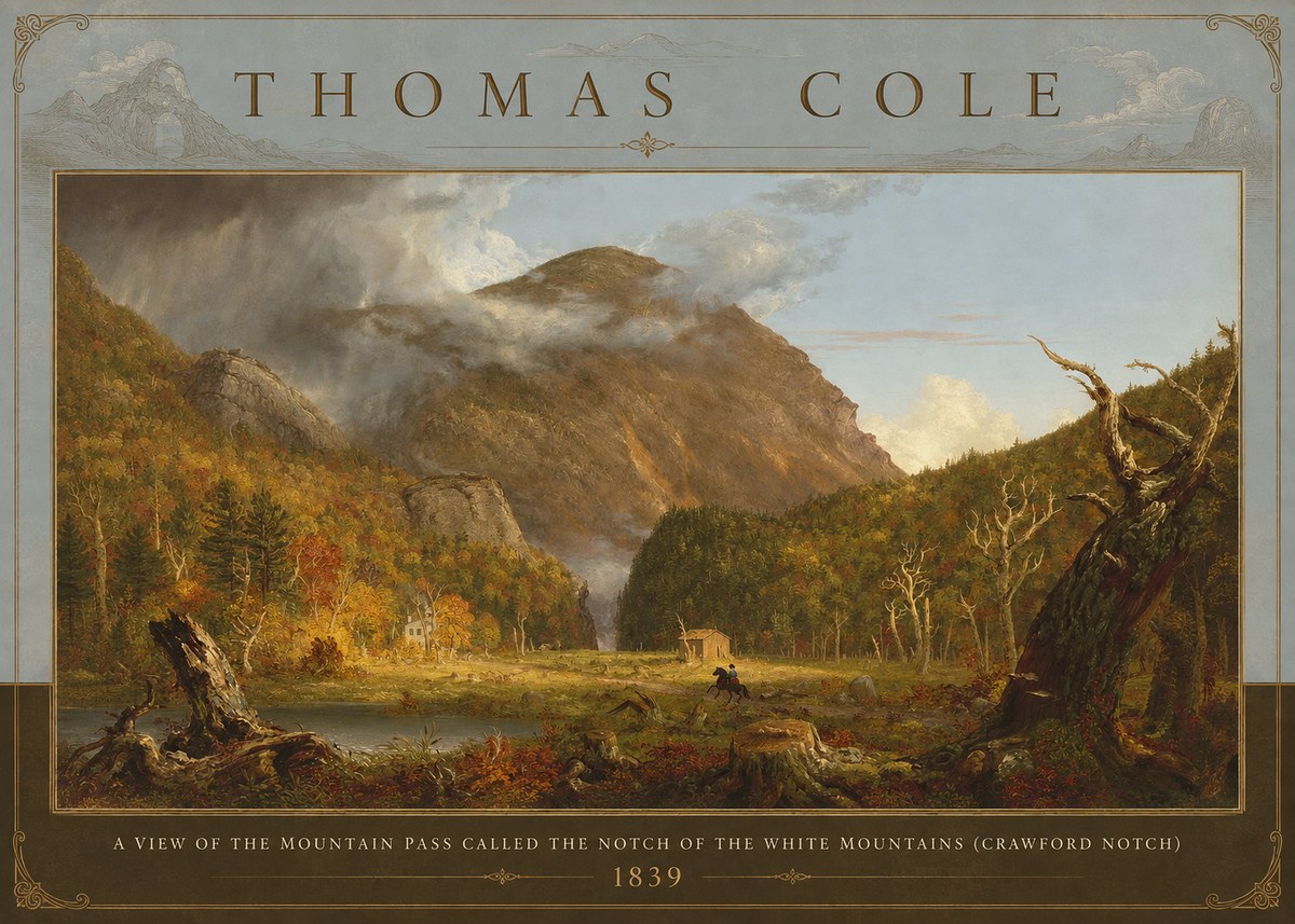 Thomas Cole A View of the Mountain Pass Called the Notch of the White Mountains (Crawford Notch) II No3 - Póster
