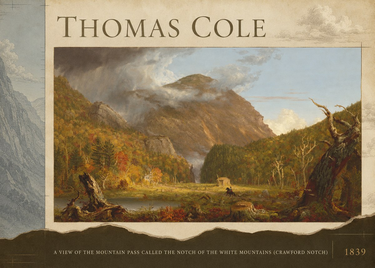Thomas Cole A View of the Mountain Pass Called the Notch of the White Mountains (Crawford Notch) II No6 - Póster