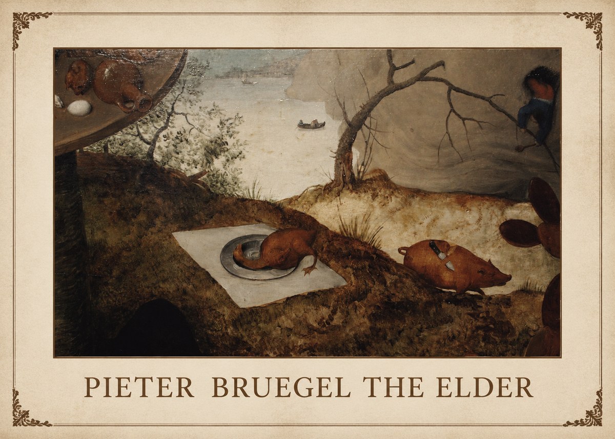 Pieter Bruegel The Pig Is Stabbed No1 - Póster