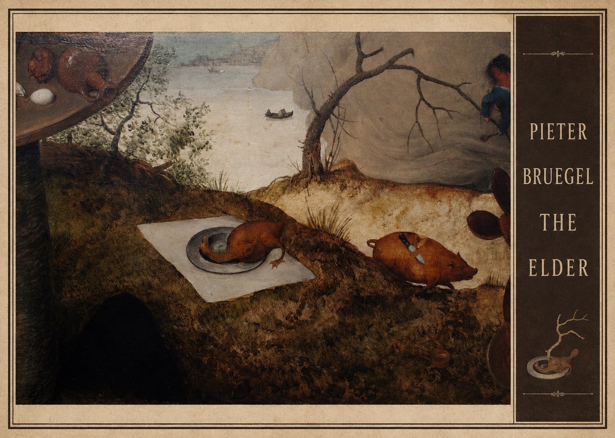 Pieter Bruegel The Pig Is Stabbed No4 - Póster