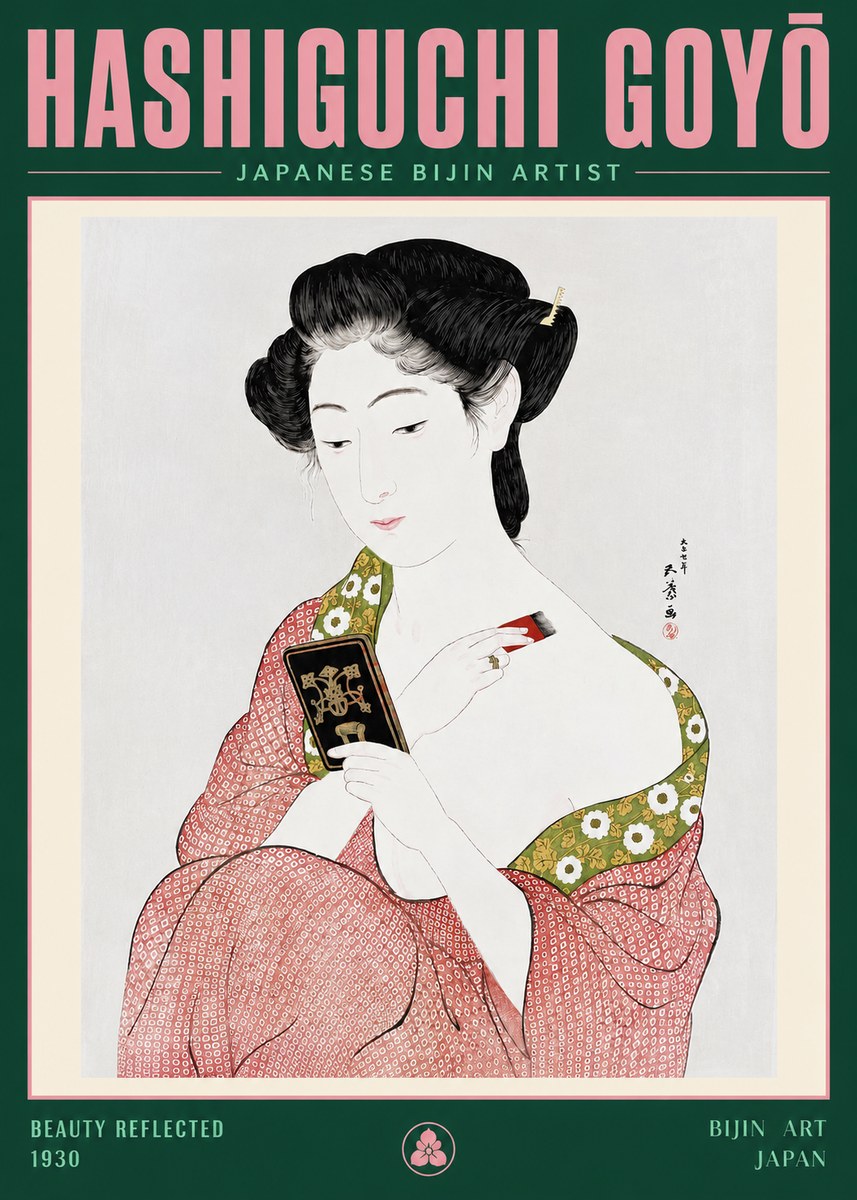 Hashiguchi Goyō Beauty Reflected No3 - Póster