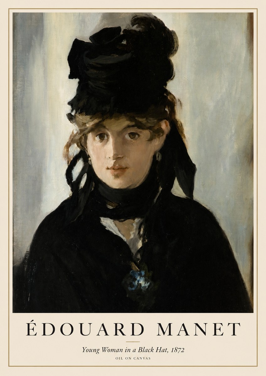 Édouard Manet Young Woman in a Black Hat, 1872 No1 - Póster