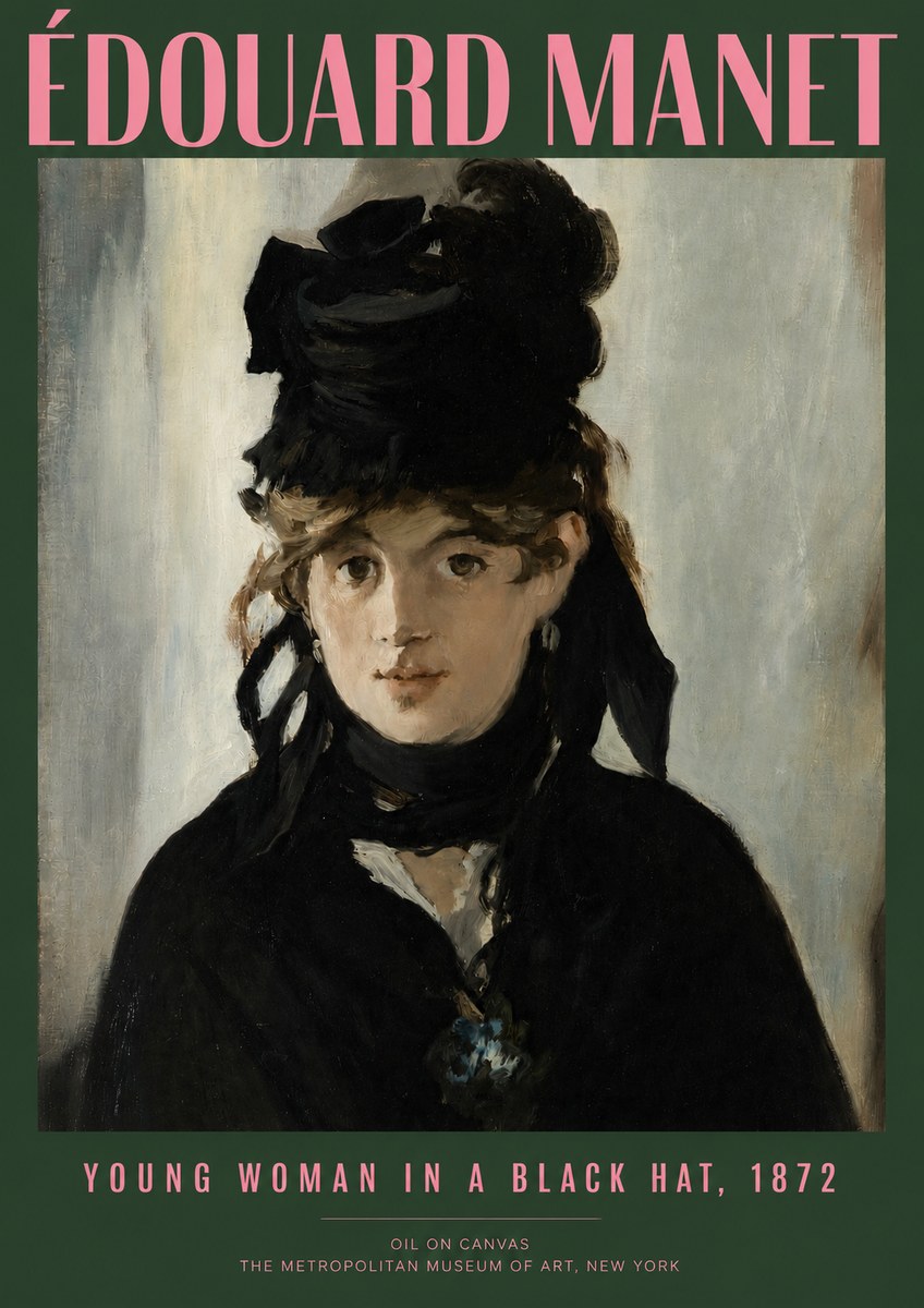 Édouard Manet Young Woman in a Black Hat, 1872 No2 - Póster