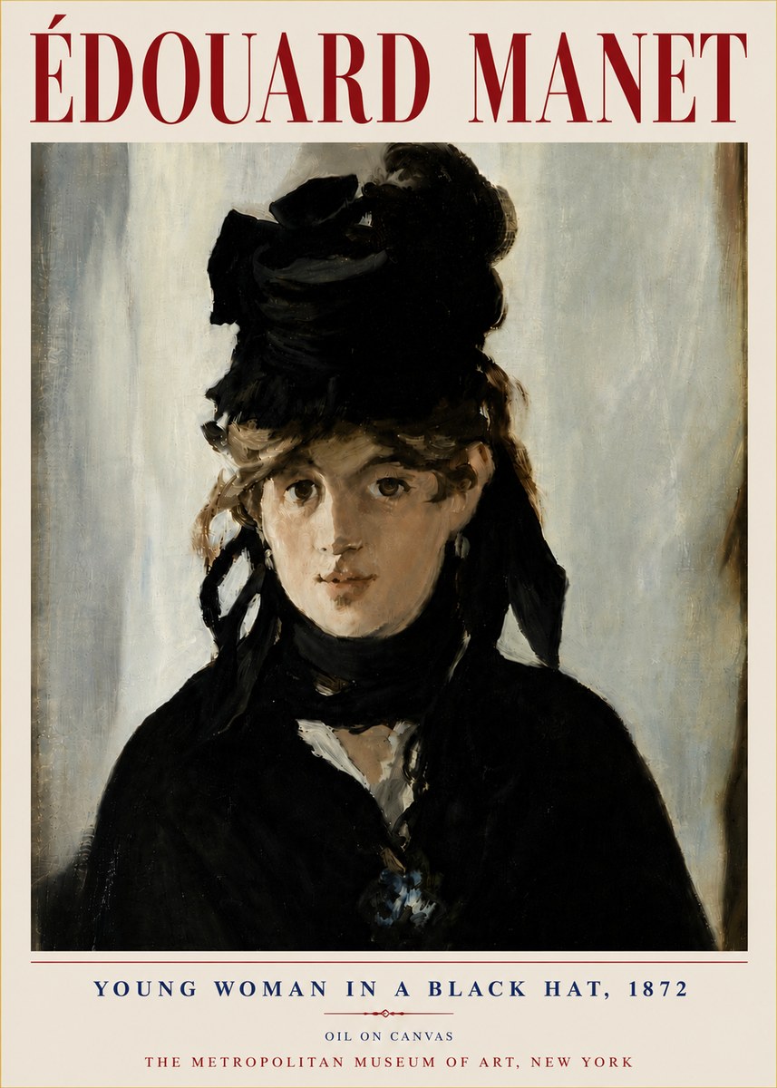 Édouard Manet Young Woman in a Black Hat, 1872 No6 - Póster