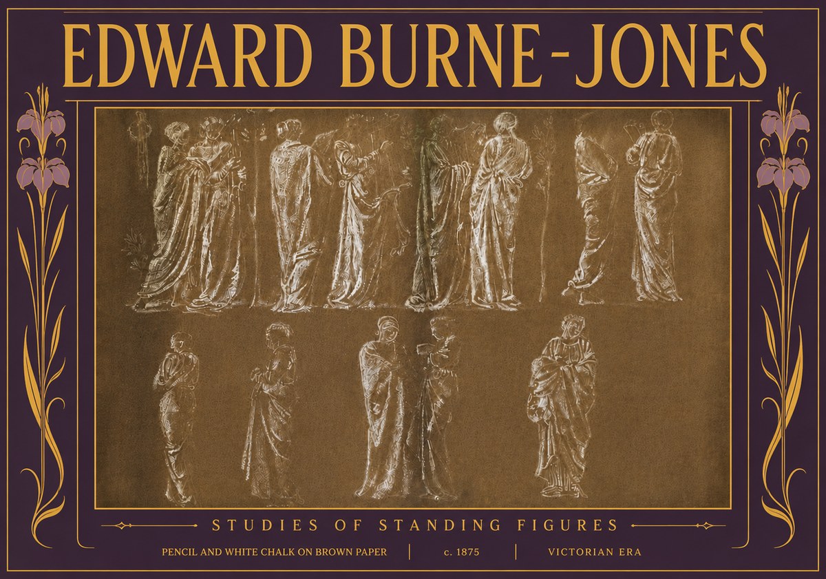 Edward Burne-Jones Studies of Standing Figures No5 - Póster