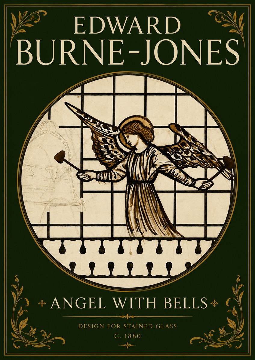 Edward Burne-Jones Angel with Bells (Study) No5 - Póster