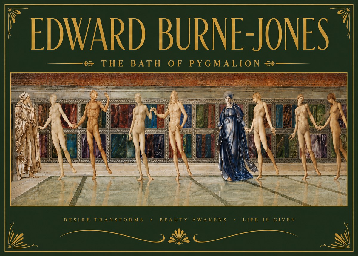 Edward Burne-Jones The Bath of Pygmalion No6 - Póster