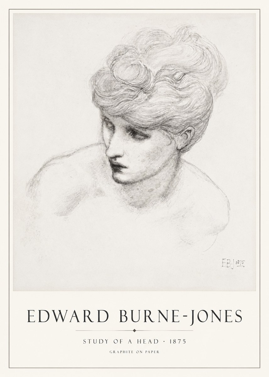 Edward Burne-Jones Study of a Head No1 - Póster