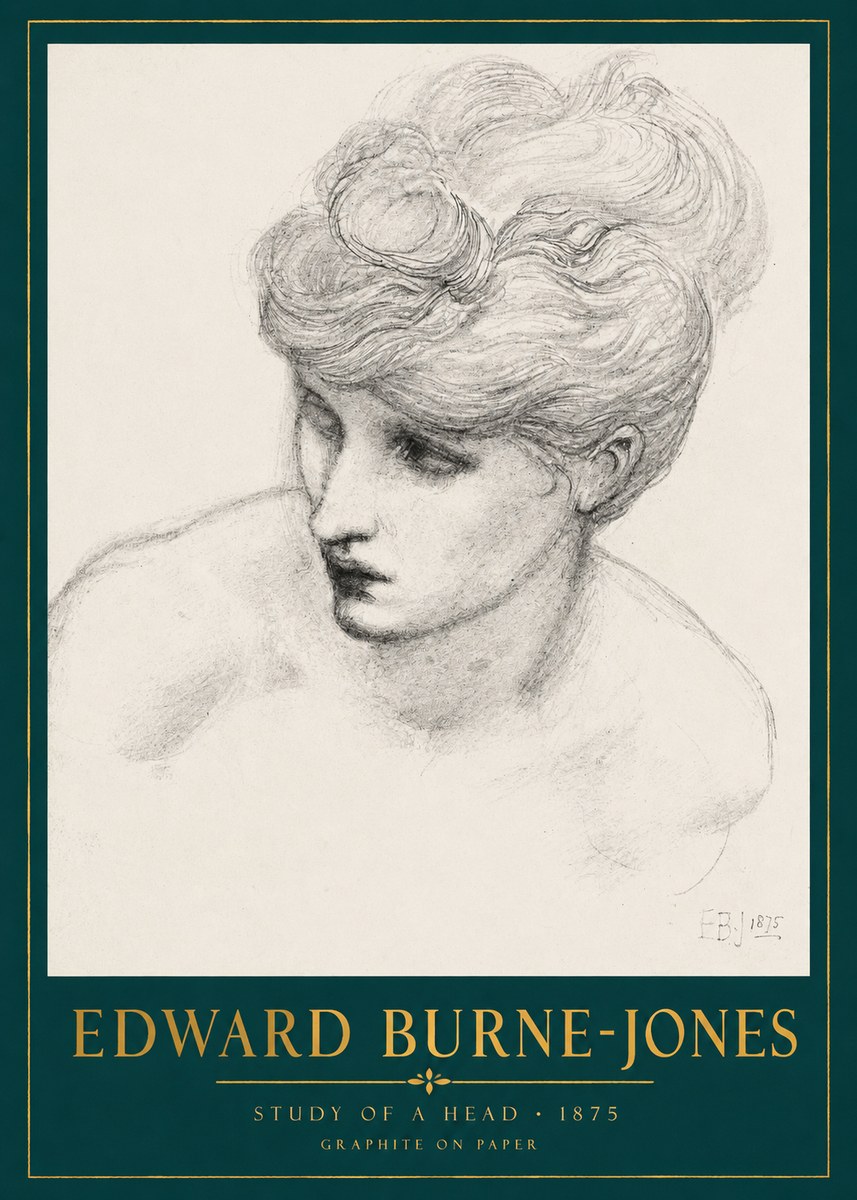 Edward Burne-Jones Study of a Head No2 - Póster