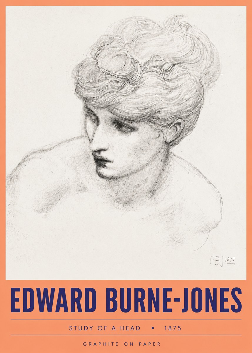 Edward Burne-Jones Study of a Head No3 - Póster