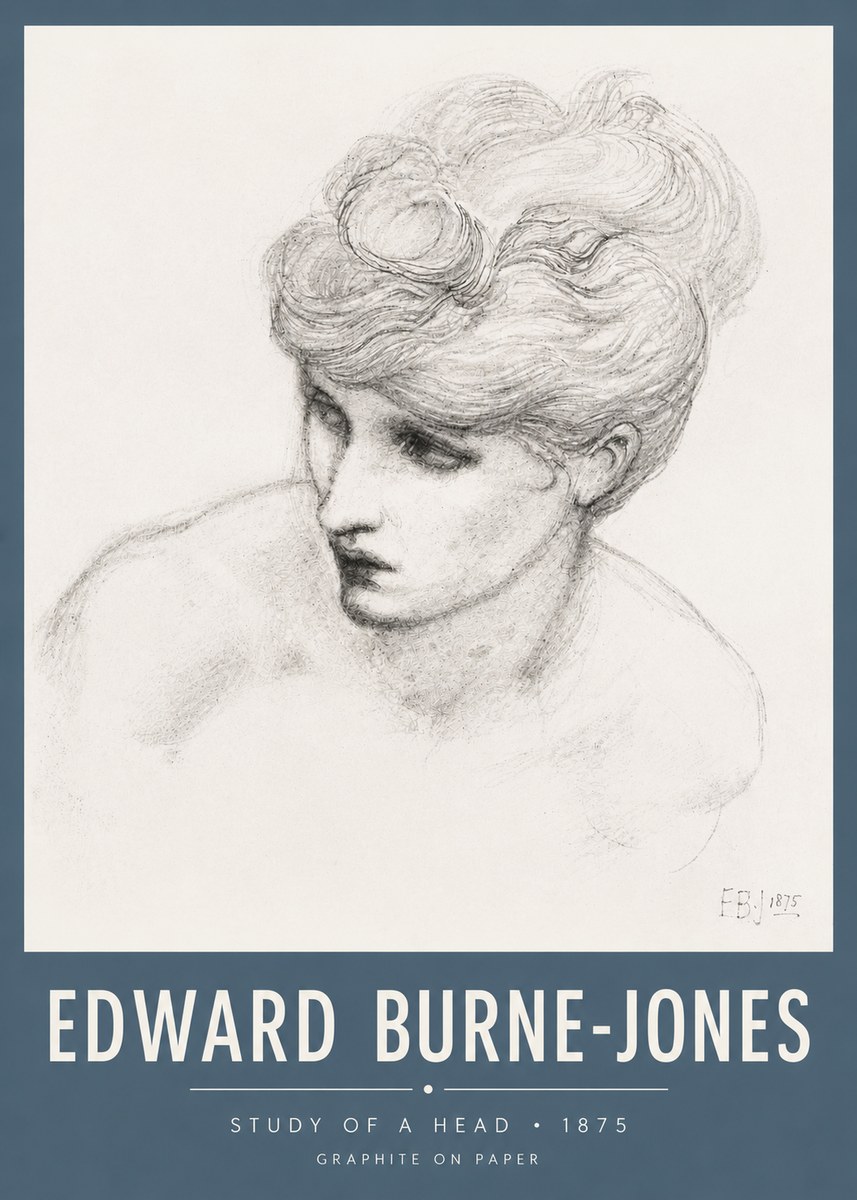 Edward Burne-Jones Study of a Head No5 - Póster