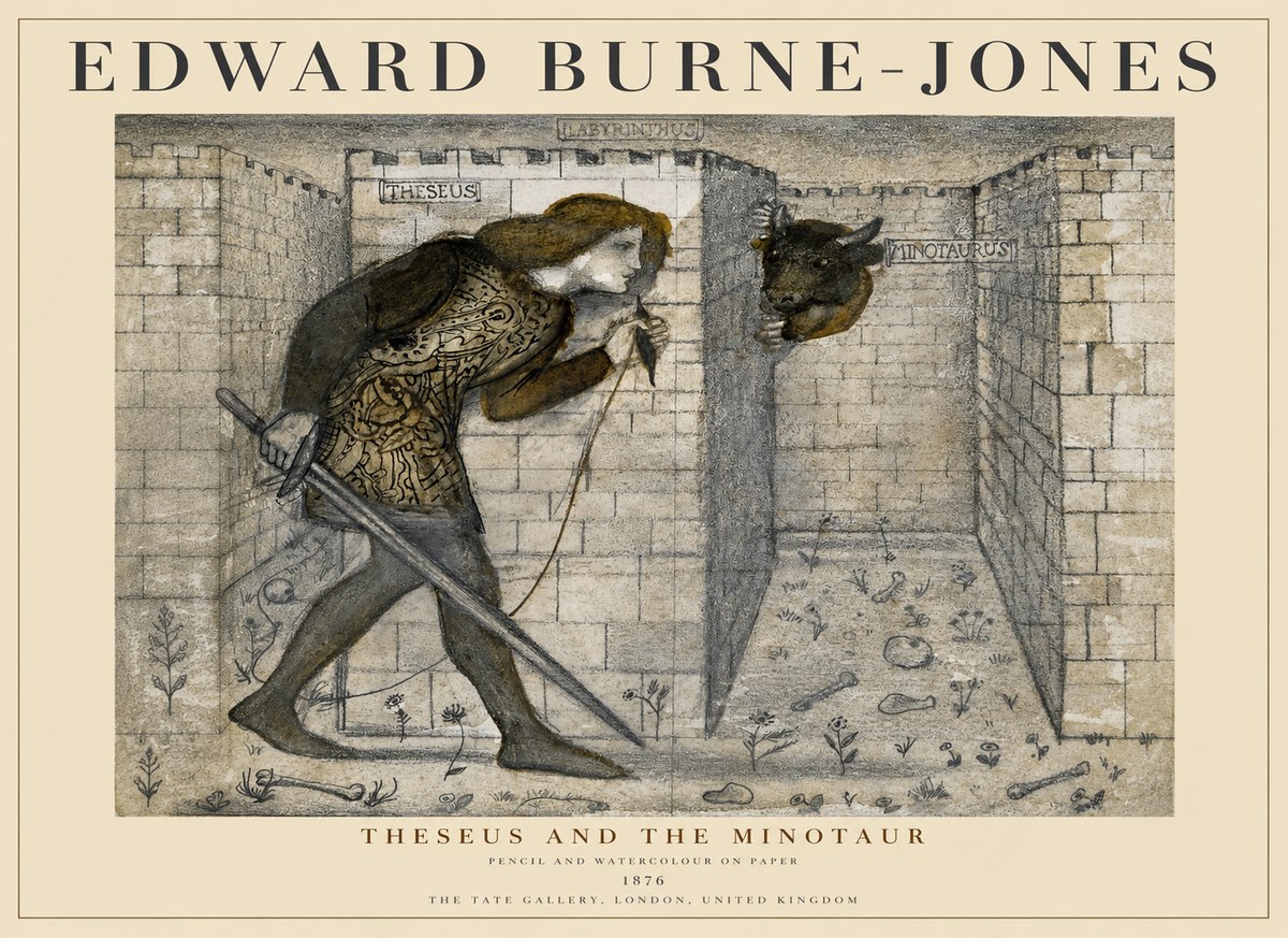 Edward Burne-Jones Theseus and the Minotaur No1 - Póster