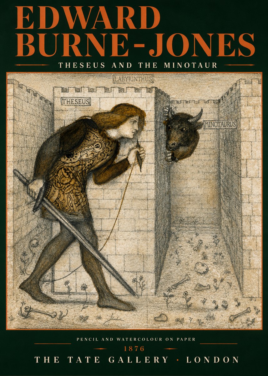 Edward Burne-Jones Theseus and the Minotaur No3 - Póster