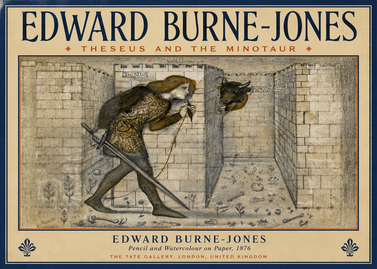 Edward Burne-Jones Theseus and the Minotaur No4 - Póster