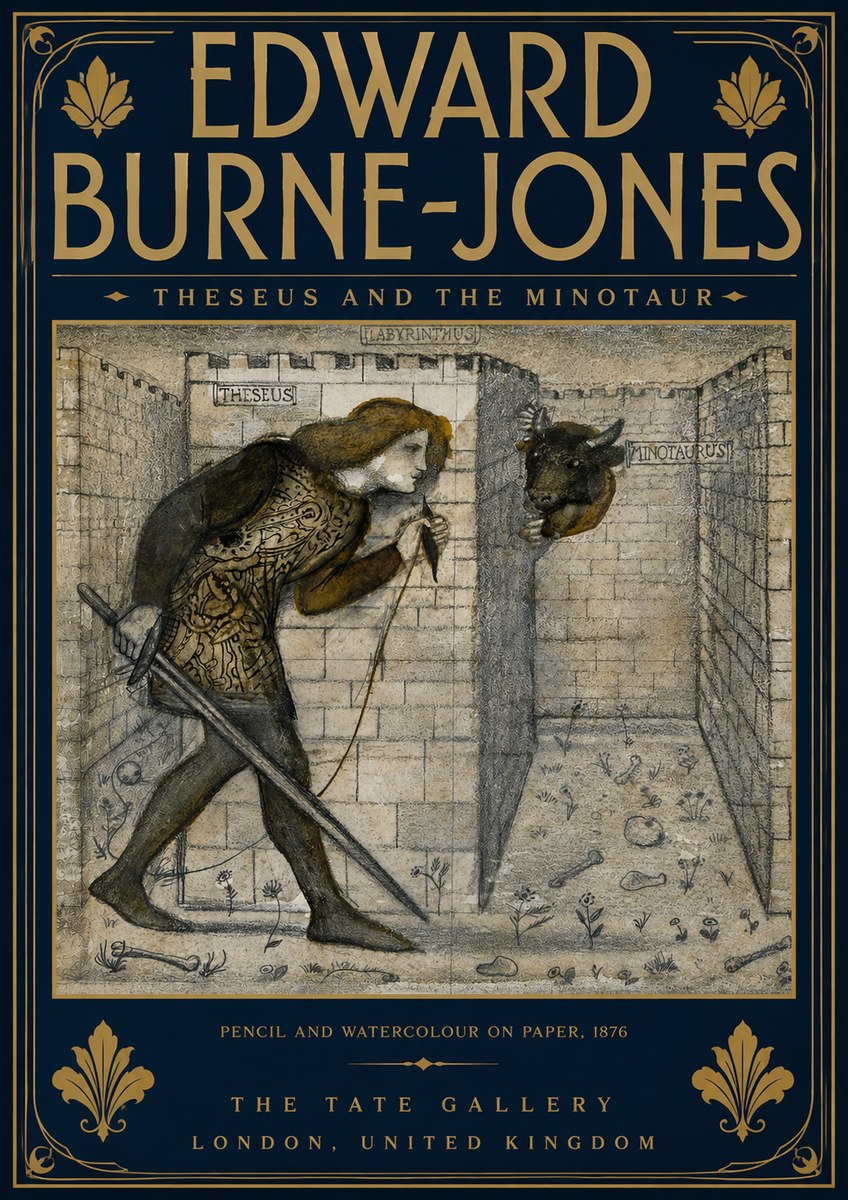 Edward Burne-Jones Theseus and the Minotaur No5 - Póster