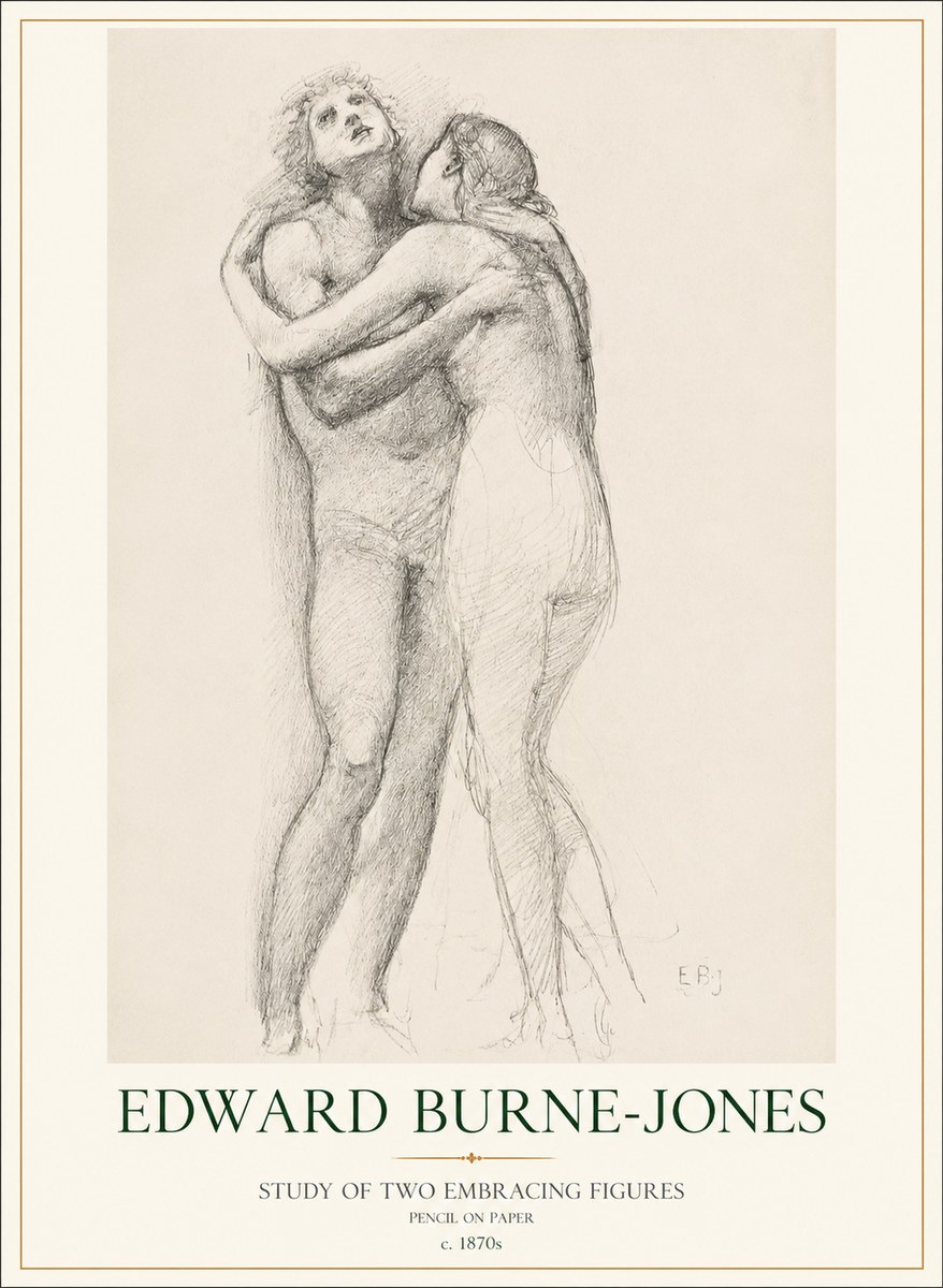 Edward Burne-Jones Study of Two Embracing Figures No1 - Póster