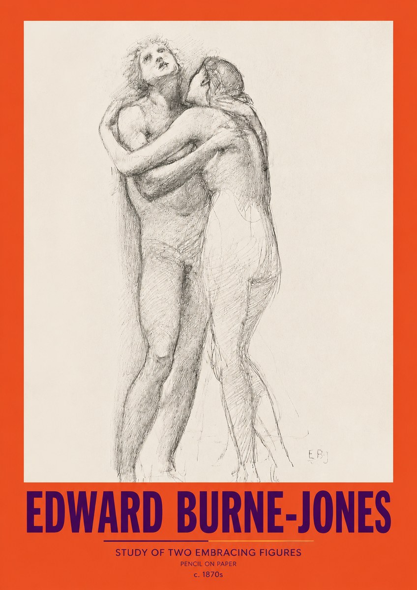 Edward Burne-Jones Study of Two Embracing Figures No2 - Póster