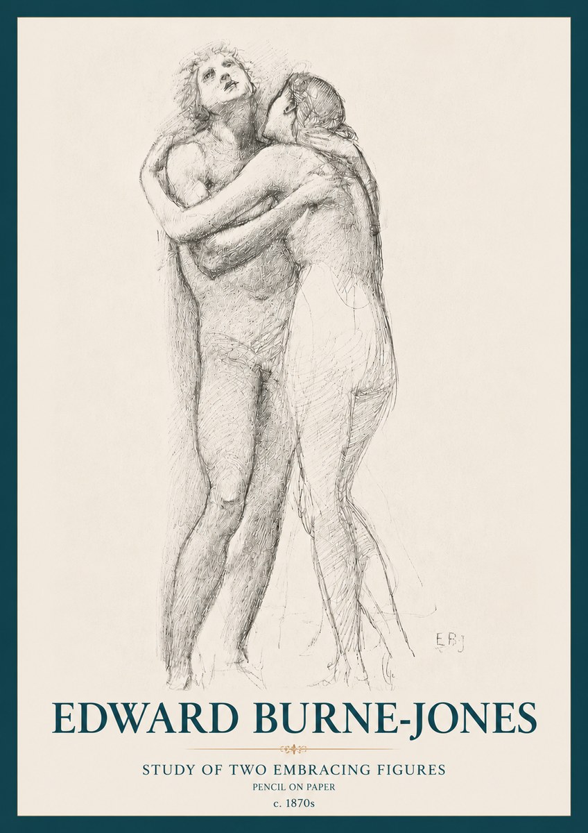 Edward Burne-Jones Study of Two Embracing Figures No3 - Póster