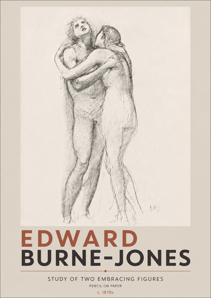 Edward Burne-Jones Study of Two Embracing Figures No4 - Póster