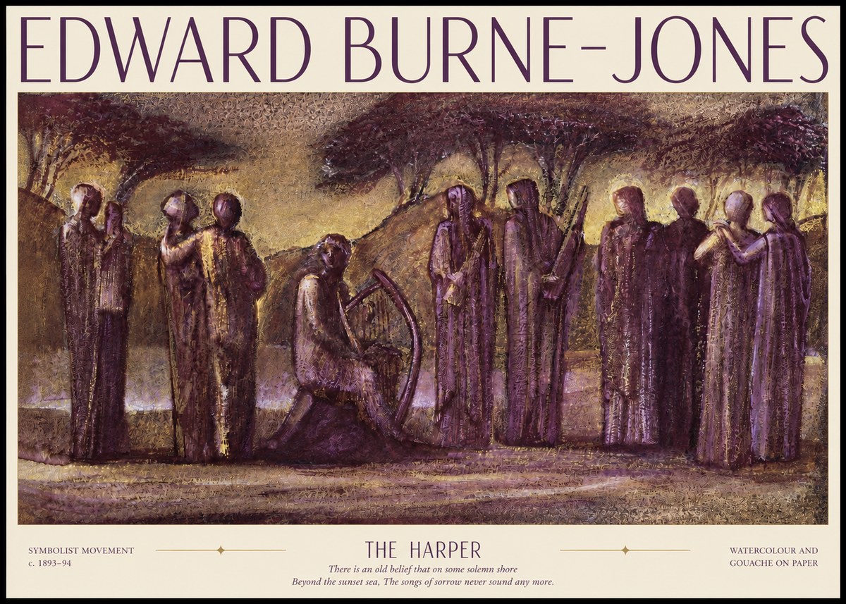 Edward Burne-Jones The Harp of Life No6 - Póster
