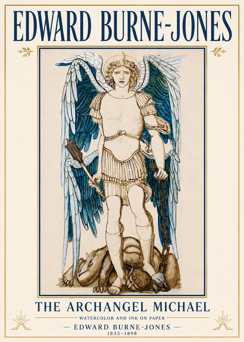 Edward Burne-Jones The Archangel Michael No5 - Póster