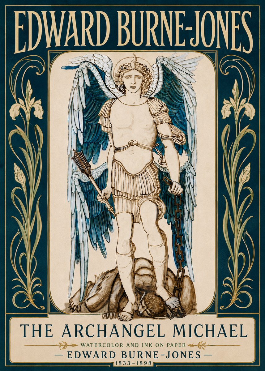 Edward Burne-Jones The Archangel Michael No6 - Póster