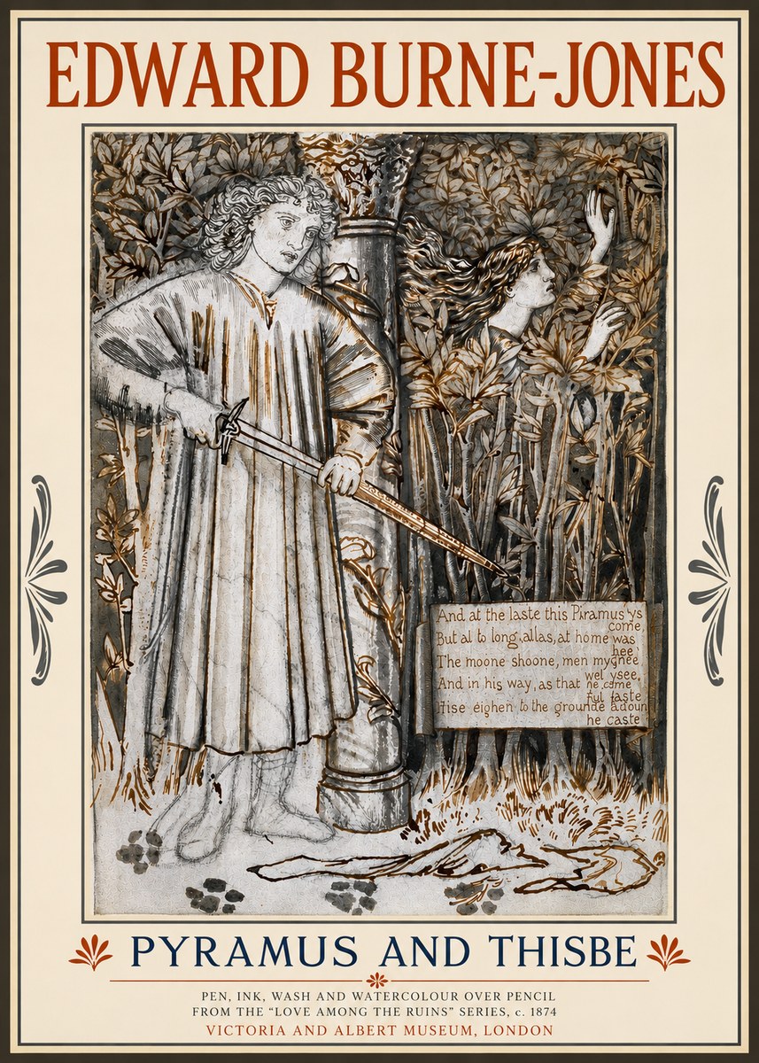 Edward Burne-Jones Pyramus and Thisbe No3 - Póster